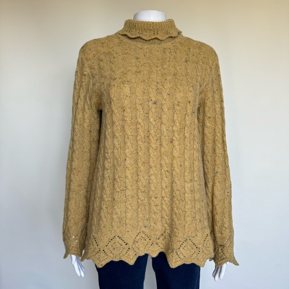 Alain Manoukian Sweaters - Vintage Alain Manoukian Italy Merino Wool Sweater Turtleneck Lace Cable Knit